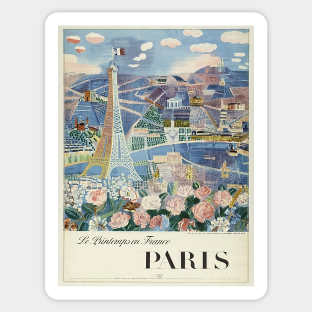 Le Printemps en France Paris Vintage Travel Poster Sticker by J0k3rx3